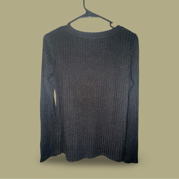 Worthington Charcoal Ribbed Knit Top Medium 32" Bust 24" - Picture 2 of 6